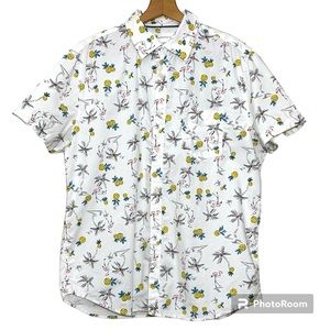 Aeropostale Flamingo Pineapple Print Button-Down Shirt. Short sleeved. Men’s XL